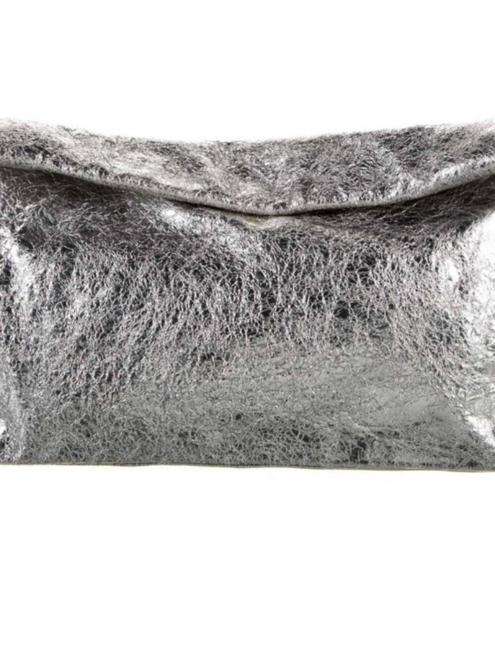 Marie Turnor Chrome Silver Metallic Leather Clutch